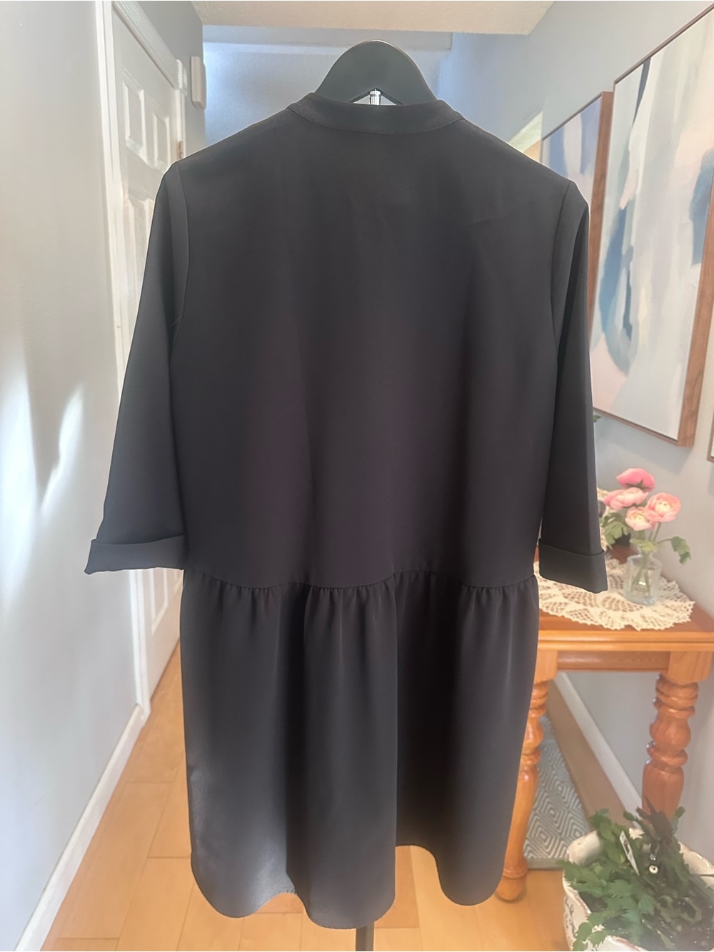 Tuckernuck Black Stretch Crepe Royal Shirt Dress Size Small, Half Sleeve - Picture 3 of 9